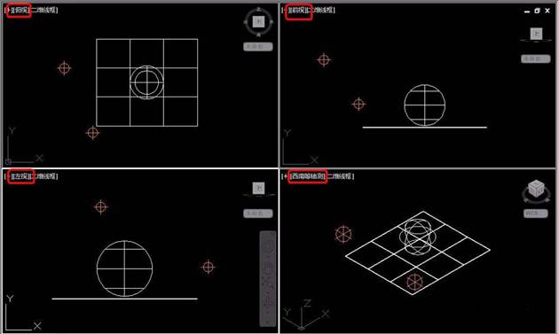 CAD中三维对象怎么设置四视图？