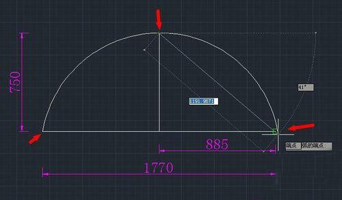 CAD已知弧长和直角边长怎么画弧