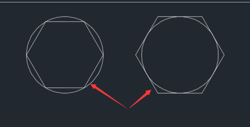 CAD圆形怎么绘制内外切六边形