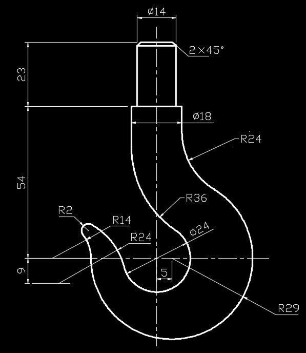 CAD吊钩平面图画法
