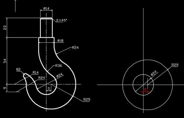 CAD吊钩平面图画法