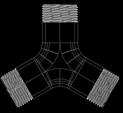 如何用CAD绘制一个三通管？