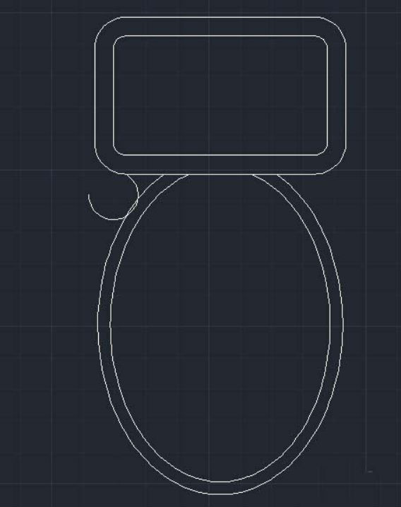 CAD绘制马桶平面图实例