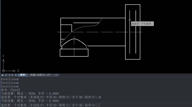 CAD如何绘制两条平行线间的倒圆角